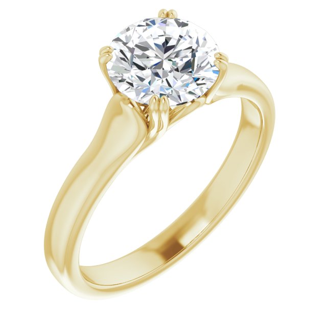 10K Yellow Gold Customizable Round Cut Solitaire with Under-trellis Design