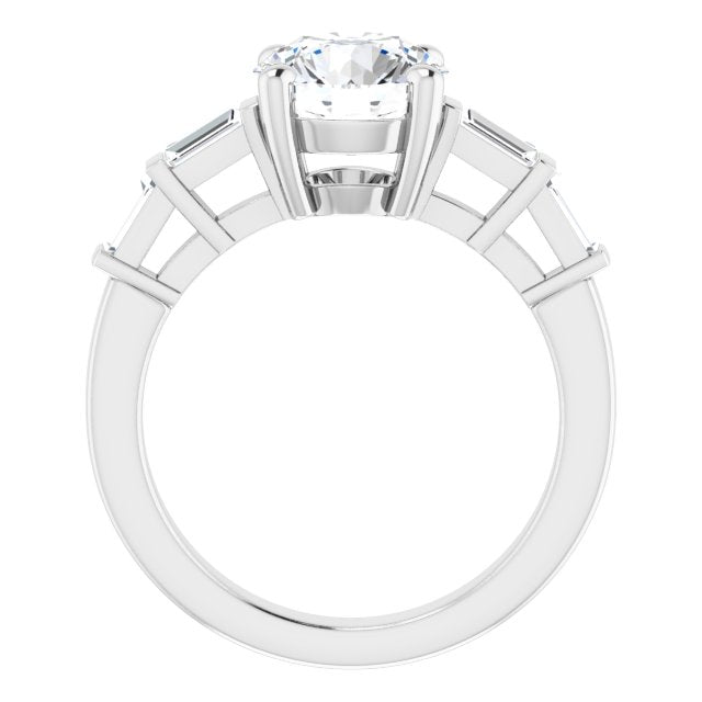 Cubic Zirconia Engagement Ring- The Bodhi (Customizable 9-stone Design with Round Cut Center and Round Bezel Accents)