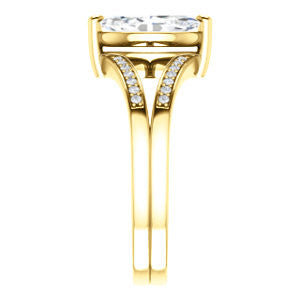 Cubic Zirconia Engagement Ring- The Lyla Ann (Customizable Marquise Cut Design with Wide Double-Pavé Band)