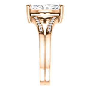 Cubic Zirconia Engagement Ring- The Lyla Ann (Customizable Marquise Cut Design with Wide Double-Pavé Band)