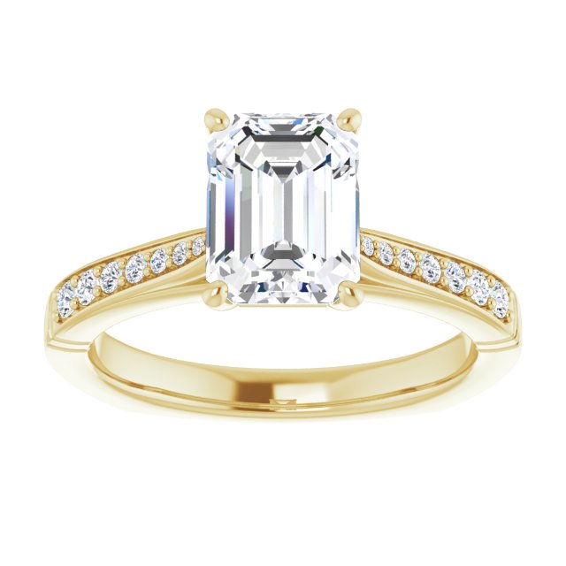 Cubic Zirconia Engagement Ring- The Ella Gabriela (Customizable Radiant Cut Design with Tapered Euro Shank and Graduated Band Accents)