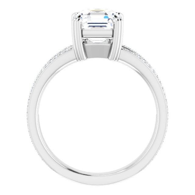 Cubic Zirconia Engagement Ring- The Carlotta (Customizable Asscher Cut Center with 100-stone* "Waterfall" Pavé Split Band)