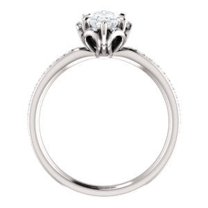 Cubic Zirconia Engagement Ring- The Rosie (Customizable Marquise Cut Style with Floral-Inspired Halo and Extra-Thin Pavé Band)