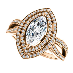 Cubic Zirconia Engagement Ring- The Shannan (Customizable Cathedral-set Marquise Cut 2x Halo with Split-Pavé Band)