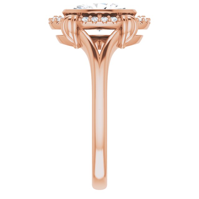 Cubic Zirconia Engagement Ring- The Leontine (Customizable Oval Cut Design with Split Band and "Lion's Mane" Halo)