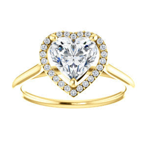 Cubic Zirconia Engagement Ring- The Patrice (Customizable Cathedral-Halo Heart Cut with Thin Band)