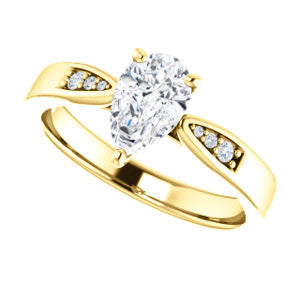 Cubic Zirconia Engagement Ring- The Ximena (Customizable Cathedral-Set Pear Cut 7-stone Design)