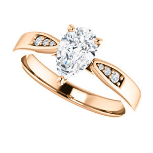 Cubic Zirconia Engagement Ring- The Ximena (Customizable Cathedral-Set Pear Cut 7-stone Design)