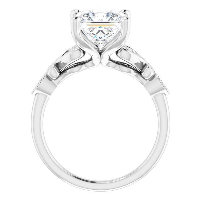 Cubic Zirconia Engagement Ring- The Annika (Customizable 7-stone Design with Princess/Square Cut Center Plus Sculptural Band and Filigree)