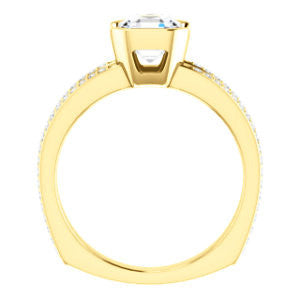 Cubic Zirconia Engagement Ring- The Monami (Customizable Bezel Asscher Cut with Split-pavé Band Accents & Euro Shank)