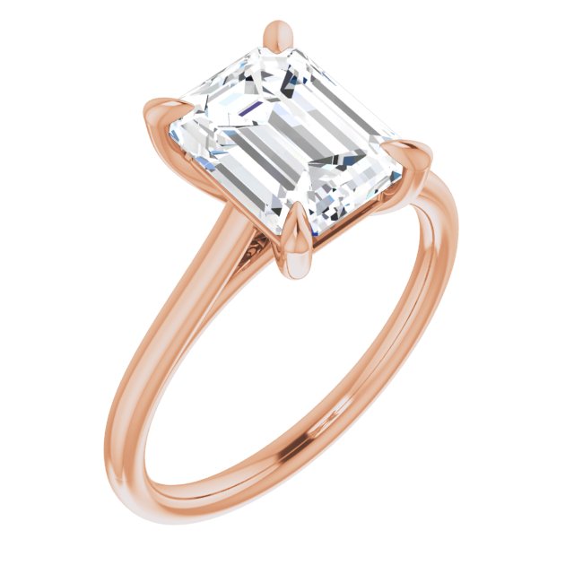 10K Rose Gold Customizable Classic Cathedral Emerald/Radiant Cut Solitaire