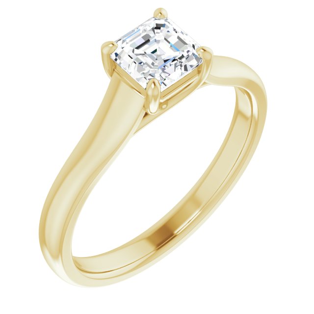 10K Yellow Gold Customizable Asscher Cut Cathedral-Prong Solitaire with Decorative X Trellis