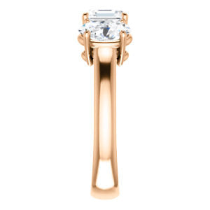 Cubic Zirconia Engagement Ring- The Rita (Customizable Asscher Cut Three-stone Style with Dual Oval Cut Accents)