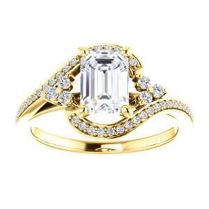 Cubic Zirconia Engagement Ring- The Candie (Customizable Radiant Cut with Artisan Bypass Pavé and 7-stone Cluster)