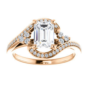 Cubic Zirconia Engagement Ring- The Candie (Customizable Radiant Cut with Artisan Bypass Pavé and 7-stone Cluster)