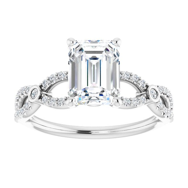 Cubic Zirconia Engagement Ring- The Aashi (Customizable Radiant Cut Design with Infinity-inspired Split Pavé Band and Bezel Peekaboo Accents)