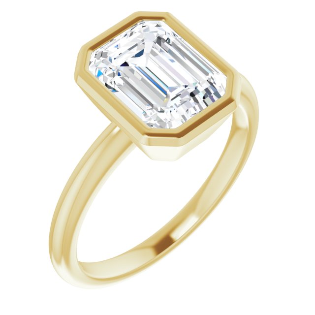 10K Yellow Gold Customizable Bezel-set Emerald/Radiant Cut Solitaire with Thin Band