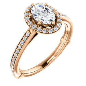 Cubic Zirconia Engagement Ring- The Jessika (Customizable Cathedral-set Oval Cut Design with Halo and Thin Pavé Band)
