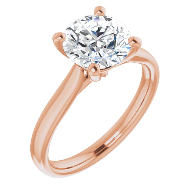 14K Rose Gold Customizable Cathedral-Prong Round Cut Solitaire