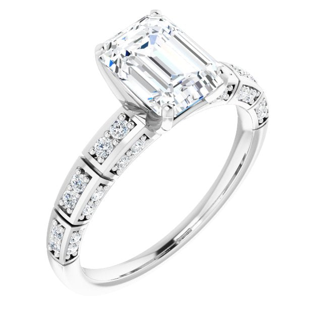 Cubic Zirconia Engagement Ring- The Anna (Customizable Radiant Cut Style with Three-sided, Segmented Shared Prong Band)