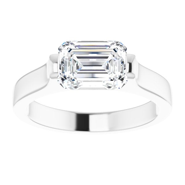 Cubic Zirconia Engagement Ring- The Jiàn (Customizable Bar-set Radiant Cut Solitaire)