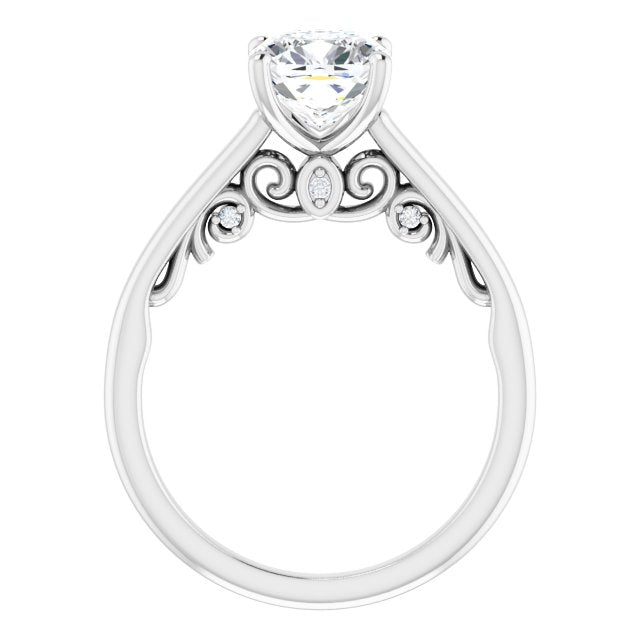 Cubic Zirconia Engagement Ring- The Heilanda (Customizable Cathedral-set Cushion Cut Style featuring Peekaboo Trellis Hidden Stones)