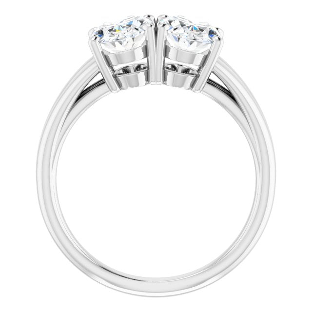 Cubic Zirconia Engagement Ring- The Janice (Customizable Two-Stone Oval Cut with Split Band)