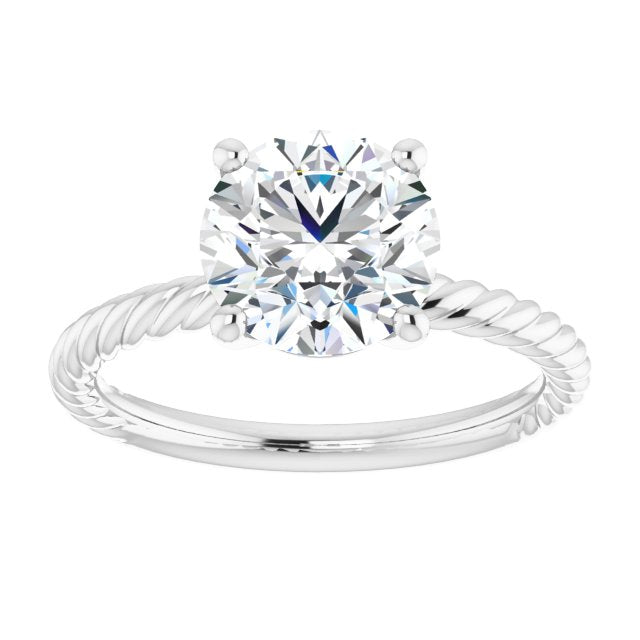 Cubic Zirconia Engagement Ring- The Donna Lea (Customizable Round Cut Solitaire featuring Braided Rope Band)