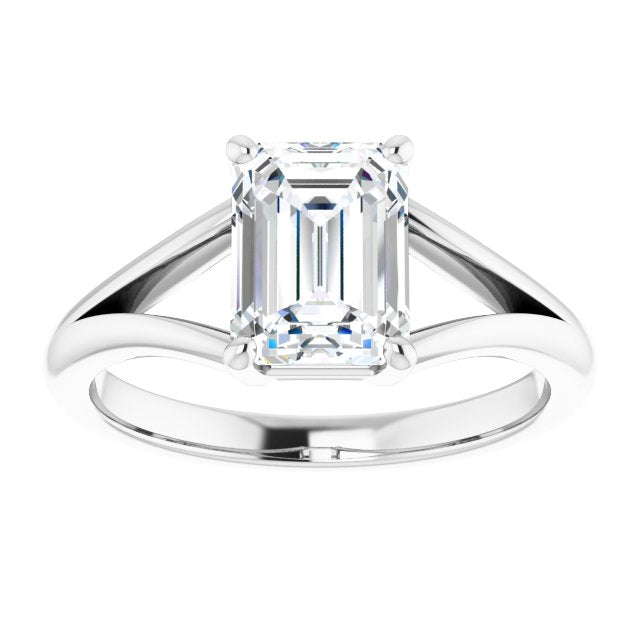 Cubic Zirconia Engagement Ring- The Ning (Customizable Radiant Cut Solitaire with Tapered Split Band)