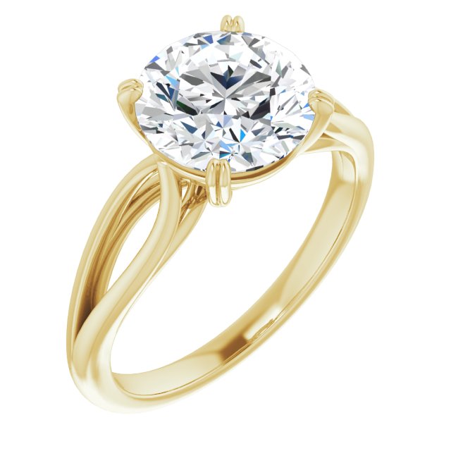 14K Yellow Gold Customizable Round Cut Solitaire with Wide-Split Band