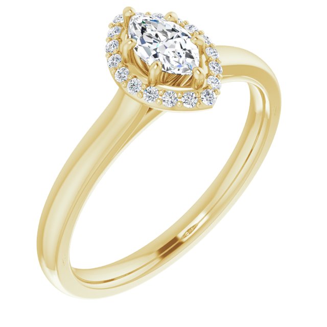 10K Yellow Gold Customizable Halo-Styled Cathedral Marquise Cut Design