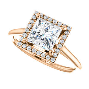 Cubic Zirconia Engagement Ring- The Patrice (Customizable Cathedral-Halo Princess Cut with Thin Band)