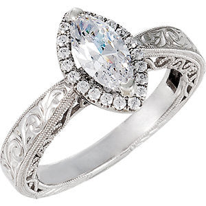 Cubic Zirconia Engagement Ring- The ________ Naming Rights 69-831 (0.91 Carat Marquise-cut Halo Style)