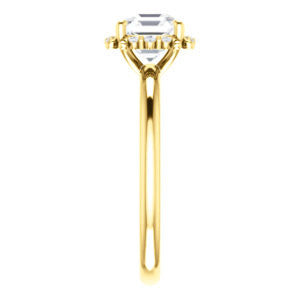 Cubic Zirconia Engagement Ring- The Tiara Rose (Customizable Asscher Cut Design with Thin Band & Semi-Halo)