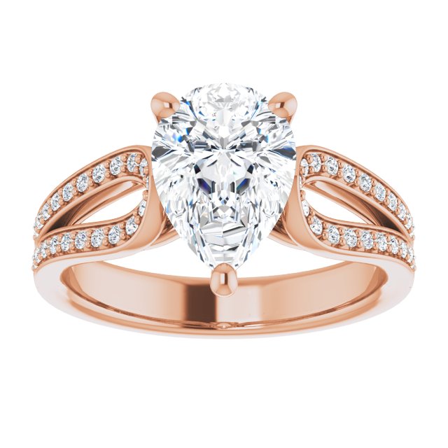 Cubic Zirconia Engagement Ring- The Annemarie (Customizable Pear Cut Design featuring Shared Prong Split-band)