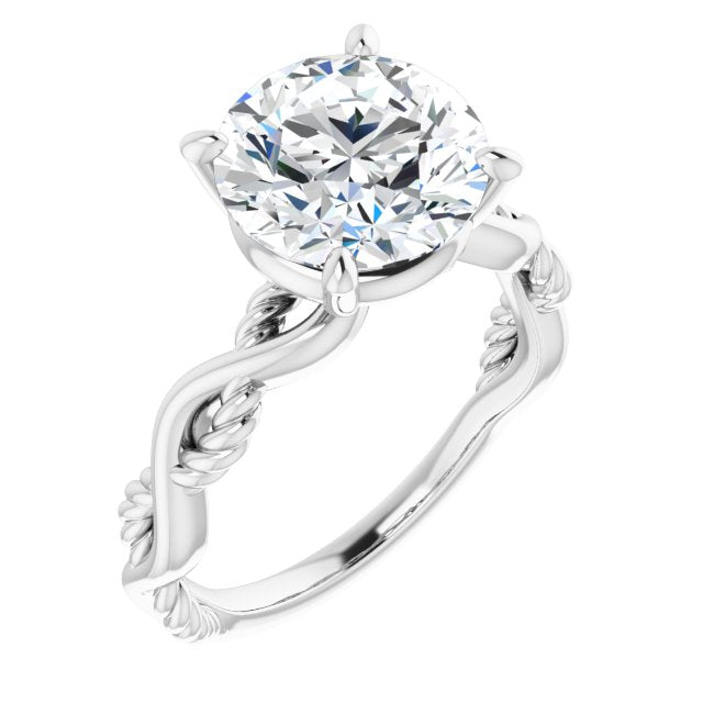 10K White Gold Customizable Round Cut Solitaire with Twisting Split Band