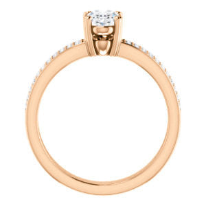 Cubic Zirconia Engagement Ring- The Trudy (Customizable Oval Cut Style with Wide Double Pavé Band)