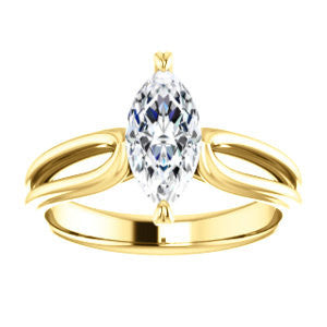 Cubic Zirconia Engagement Ring- The Piper (Customizable Marquise Cut Solitaire with Flared Split-band)