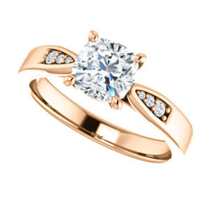 Cubic Zirconia Engagement Ring- The Ximena (Customizable Cathedral-Set Cushion Cut 7-stone Design)