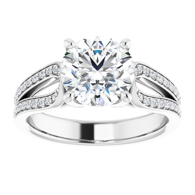 Cubic Zirconia Engagement Ring- The Annemarie (Customizable Round Cut Design featuring Shared Prong Split-band)