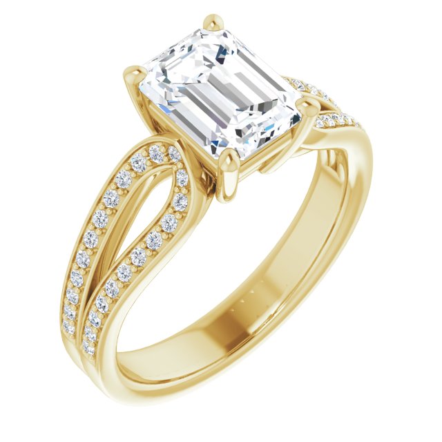 Cubic Zirconia Engagement Ring- The Annemarie (Customizable Radiant Cut Design featuring Shared Prong Split-band)