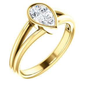 CZ Wedding Set, featuring The Shae engagement ring (Customizable Pear Cut Split-Band Solitaire)