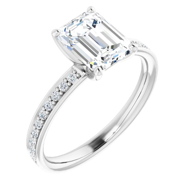 Cubic Zirconia Engagement Ring- The Helena (Customizable Classic Prong-set Radiant Cut Design with Shared Prong Band)