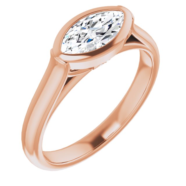 10K Rose Gold Customizable Cathedral-Bezel Marquise Cut 7-stone "Semi-Solitaire" Design