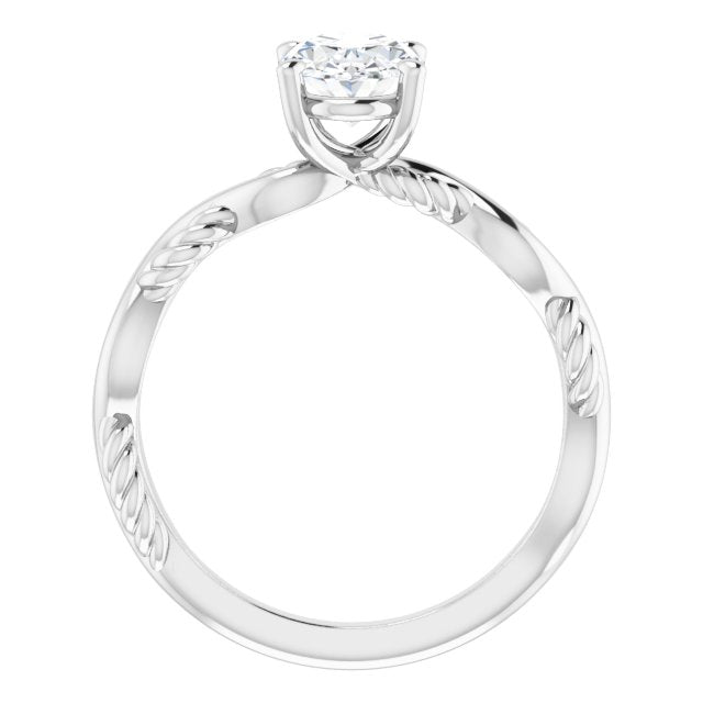 Cubic Zirconia Engagement Ring- The Marja (Customizable Oval Cut Solitaire with Twisting Split Band)