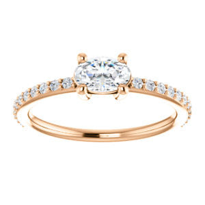 Cubic Zirconia Engagement Ring- The Blaire (Customizable Oval Cut with Petite Pavé Band)