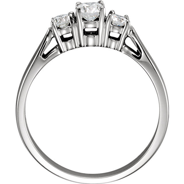 Cubic Zirconia Engagement Ring- The Shannen Oh (0.45 Carat Round Cut 3-Stone Petite Style)