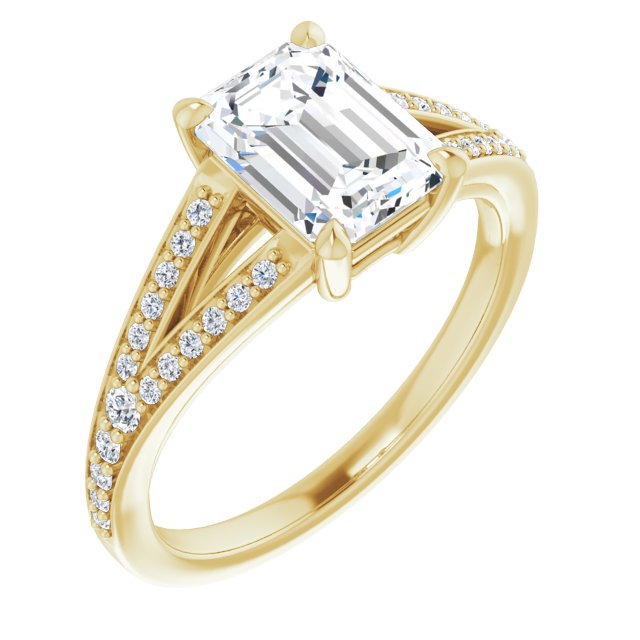 Cubic Zirconia Engagement Ring- The Gaurika (Customizable Radiant Cut Center with Thin Split-Shared Prong Band)