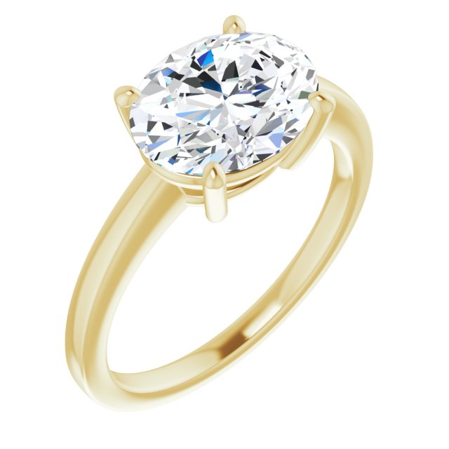10K Yellow Gold Customizable Bowl-Prongs Oval Cut Solitaire with Thin Band
