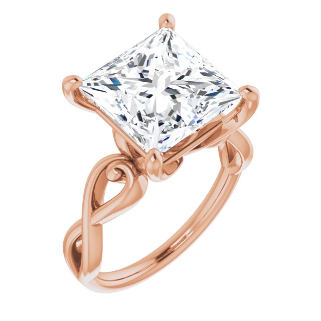 10K Rose Gold Customizable Princess/Square Cut Solitaire Design with Tapered Infinity-symbol Split-band